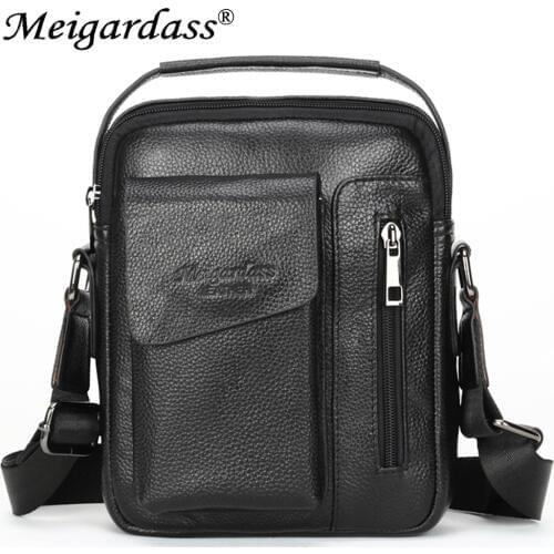 MEIGARDASS Genuine Leather Men’s Bags Messenger Shoulder Bag male Crossbody bags for men Purse iPad bags Business Flap Handbag