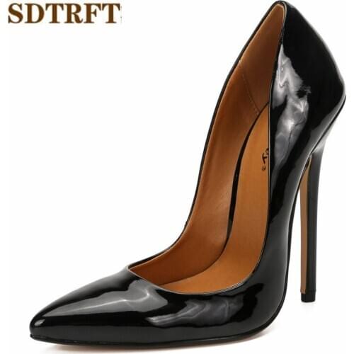 SDTRFT Women Pumps Brand 15cm Thin High Heels Patent Leather Pointed Toe Sexy Shoes Woman Lzapatos mujer Nightclub Stilettos