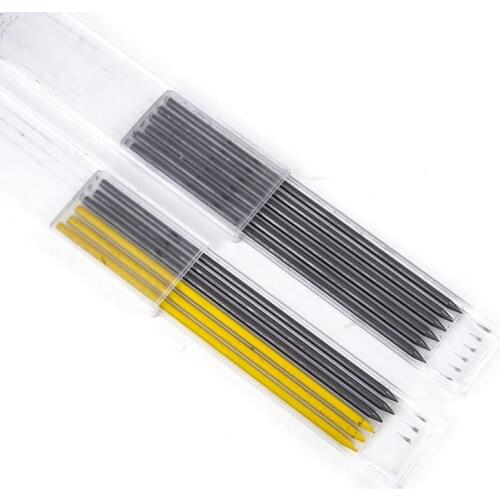 Solid Carpenter Pencil Set With 7 Refill Set Leads Built-in Sharpener Deep Hole Mechanical Marker Marking Pen Tool Marker Sets