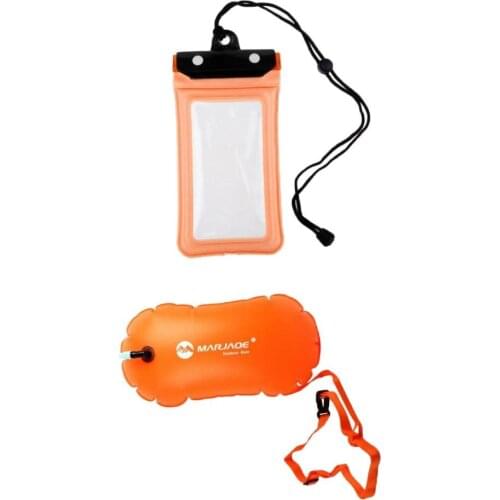 Open Water Swim Buoy Flotation Device With Dry Bag and Waterproof Cell Phone Case for Swimmers, Triathletes, and Snorkelers