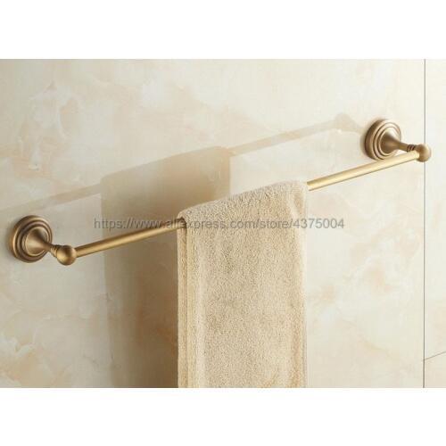 Towel Bars Single Rail Antique Brass Wall Shelf Towel Rack Hanger Bath Shelves Bathroom Accessories Towel Holder Nba032