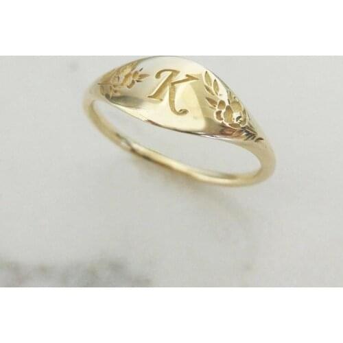 Vintage Carved Gold Plated Ring European and American Creative Letter K Wedding Party Ring For Women Jewelry Gifts