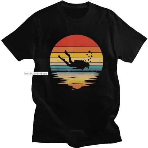 Vintage Scuba Diving Tshirts Men Cotton Scuba Diver Camisas T Shirt Dive Lover Tee Short Sleeve Graphic Tshirt Clothing