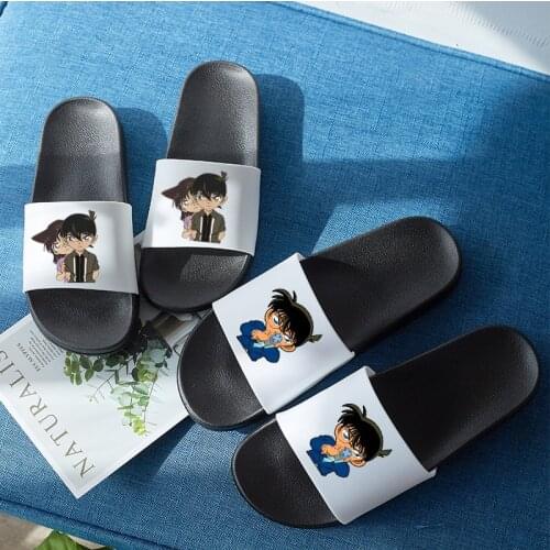 Anime Case Closed Detective Conan Kawaii Shoes Cosplay Men Women Anti Skid Bathroom Sandals Summer Indoor Home Slippers