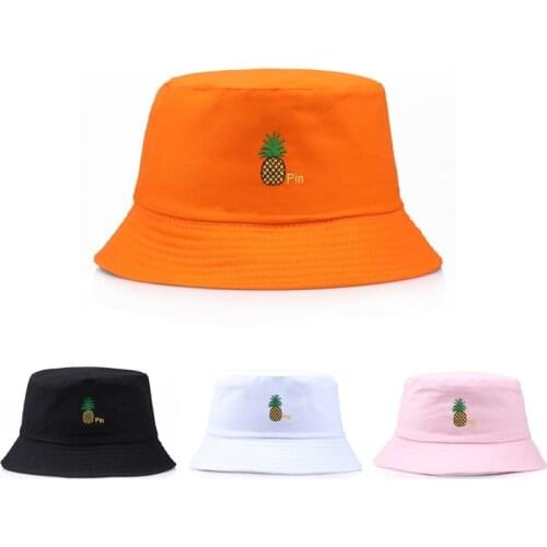 Bucket Hat Men Women Summer Bucket Cap Banana Pineapple Print Yellow Hat Bob Hat Hip Hop Fishing Fisherman Hat