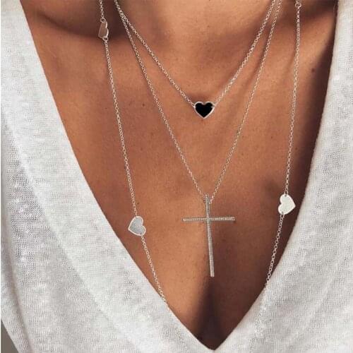 Multi love Heart silver color chain Women Choker Necklace chocker Jewelry collana Bijoux Femme Joyas mujer Collier ras du cou