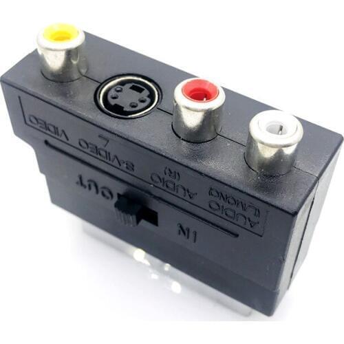 21P pin SCART to RCA color line S terminal plug AV audio/video scart broom head to video converter EU interface