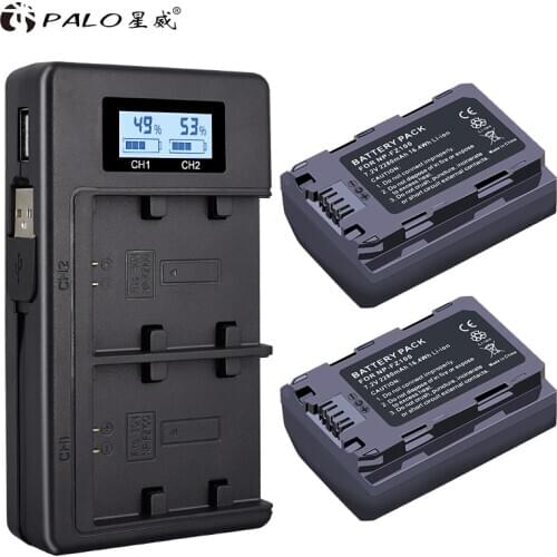 Palo 2Pcs 2280mAh NP-FZ100 NPFZ100 Battery + LCD Dual USB Charger for Sony NP-FZ100 BC-QZ1 Sony a9 a7RIII a7III
