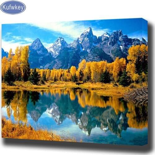 Needlework 5d Diamond Painting Cross stitch Beautiful mountain river Landscape Diamond Embroidery diy Rhinestone Mosaic Picture