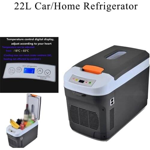 22L Car Refrigerator Mini Fridges DC12/24V Freezer Cooler Heater Keep Warm Fresh AC110/220V for Home Pinic Camping Refrigerator