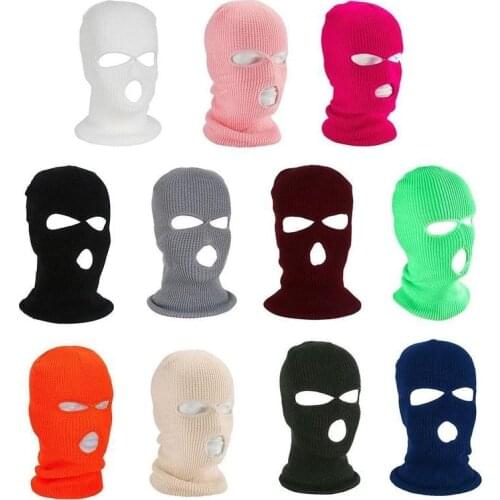 Winter Warm Full Face Cover Motorcycle Ski Mask Hat 3 Holes Balaclava Army Tactical CS Windproof Knit Beanies Hat Running Caps