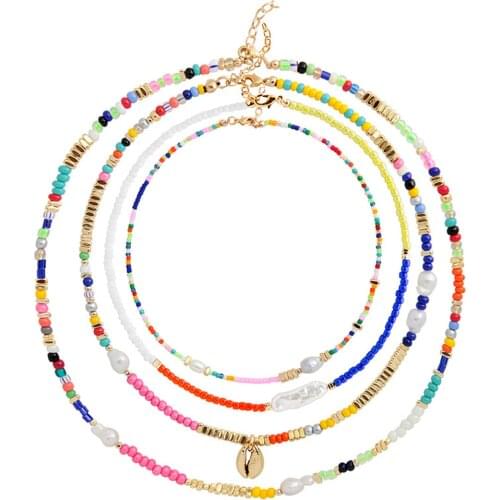 Bohemia jewelry necklace with name real pearl glass beads chokers set customized 2020 new design necklaces for women