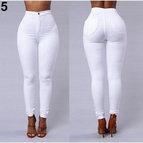 Summer Women Pencil Stretch Casual Denim Skinny Jeans Pants High Waist Trousers Denim Skinny Jeans Pants High Waist Trousers