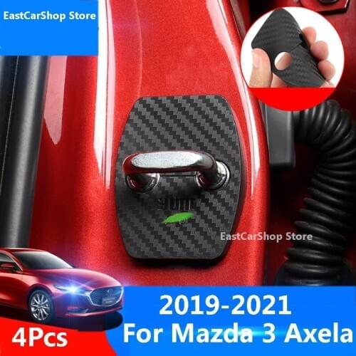 Car Door Lock Cover Protective Buckle Cover Latch Stop Anti Rust Car Carbon Fiber Accessories for Mazda 3 Axela 2019 2020 2021