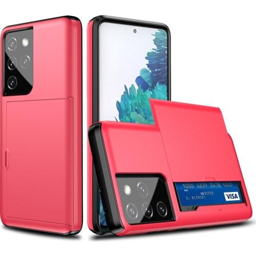 For Samsung Galaxy S21 Ultra Case Slide Card Slots Phone Cover S30 S20 FE 5G S10 S9 S8 Plus Note 20 Ultra 10 9 8 S10E S6 S7 Edge