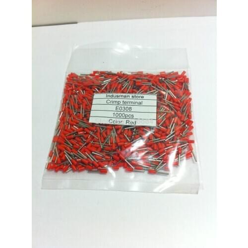 E0308 1000pcs/bag electrical Terminal Wire ferrules Copper Crimp Connector