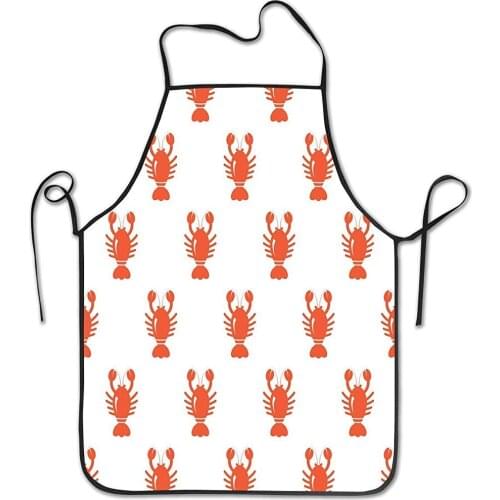 Kitchen Apron, Twill Polyester Cooking Apron Adjustable Back Straps Lobster (3) Unisex Apron for