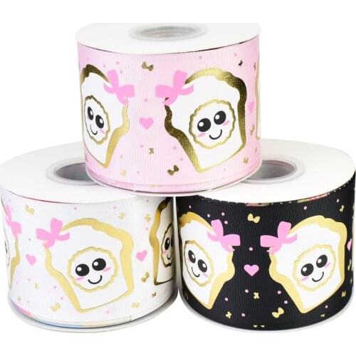 HSDRibbon 75mm 3inch hsd-design custom bread Pattern on Grosgrain Ribbon