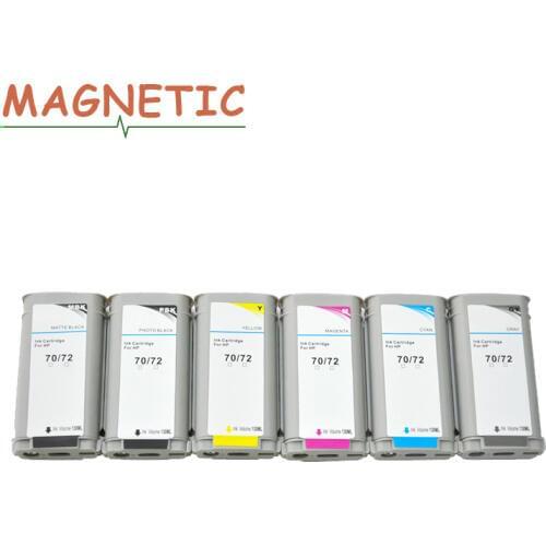 6pcs Magnetic Compatible Ink Cartridge for HP70 for HP72 70 72 For HP Designjet T610 T770 T1100 T1120 T1200 T1300 T2300 Printer
