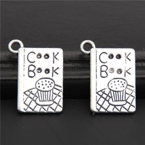 25pcs Silver Color Color Cook Book Charms Pendant Diy Handmade Craft Jewelry Baker Gift A2875