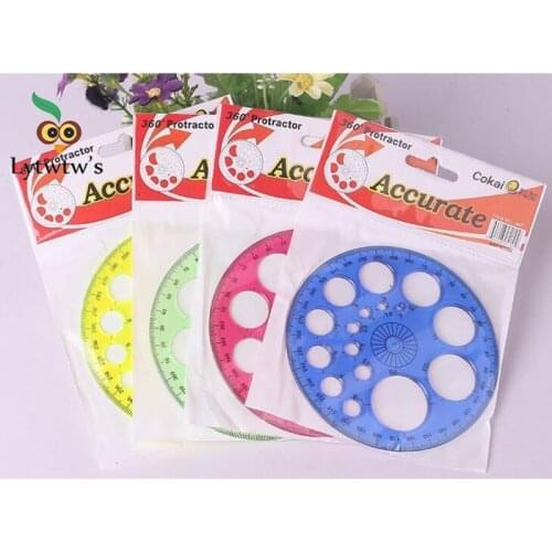 1 Pcs Stationery 360 Degree Round Ruler Transparent Circle Office School Drafting Supply Protractor Modern Master Template