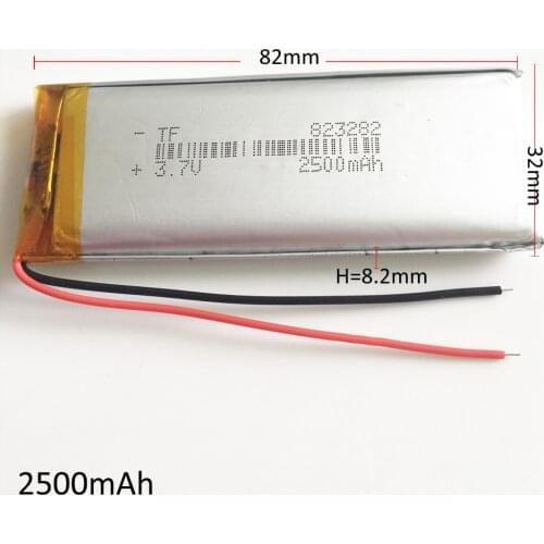 823282 3.7V 2500mAh Lithium Polymer LiPo Rechargeable Battery For Mp3 MP4 GPS PSP PAD MID DVD Power bank Tablet PC laptop