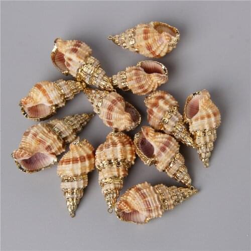 10pcs Fashion Natural Conch Shell Pendants Charm For Women Men Handmade Necklace Earring Jewelry Making Wholesale Bohemia Bulk