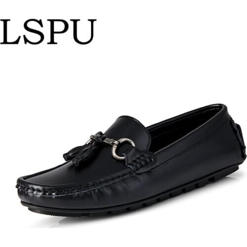 High Quality Genuine Leather Mens Driving Shoes Slip On Breathable Casual Moccasin Flats Fashion Black Men Loafers Size 38-45