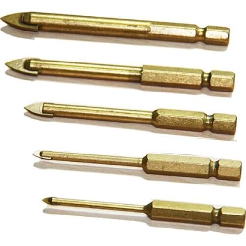 5PC Hexagonal Drill Bits Set Tungsten Steel Carbide Glass Drill Bits Set Coated Power Tools Drill Accessories Sets