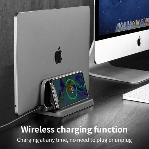 Desktop notebook Plastic holder vertical laptop adjustable stand with wireless charging Laptop Holder for Mac