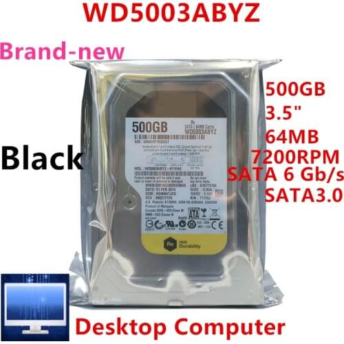 New HDD For WD Brand Black 500GB 3.5" SATA 6 Gb/s 64MB 7200RPM For Internal HDD For Desktop Computer HDD For WD5003ABYZ
