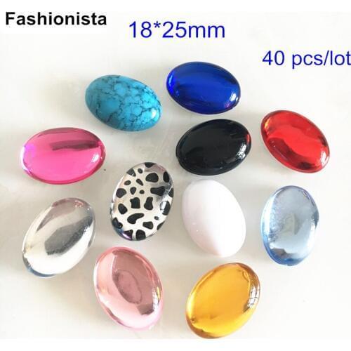 40 pcs 18*25mm Oval Resin Cabochon,Flat Back Acrylic Cabochon For Jewelry & Crafts Making,DIY Findings - Free Shipping