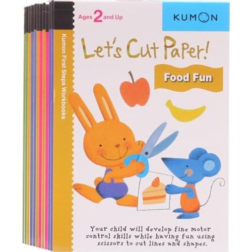 12 Pcs/Set Kumon Lets Cut Paper First Steps Workbooks for Ages 2 And Up Kids Origami Handmade Books