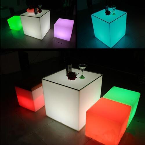 50*50*50CM LED Luminous Cubic Stool Seat Home Outdoor Decoration LED Light 16 Color-Changing Cube Table Furniture Free Shipping