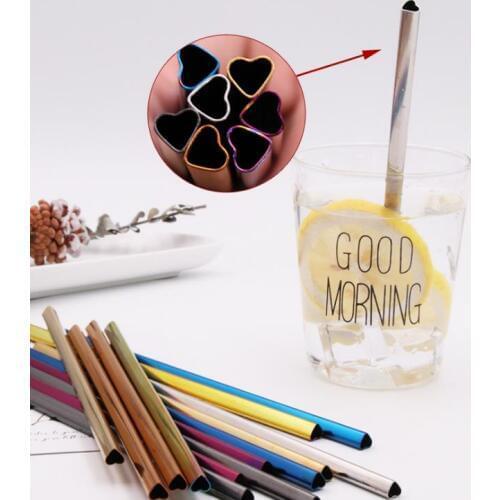 Stainless Steel Straw Heart Love Straw Wedding Gifts Novelties Creative Bar Valentine Drinking Straws Lover Drinking Tool SN
