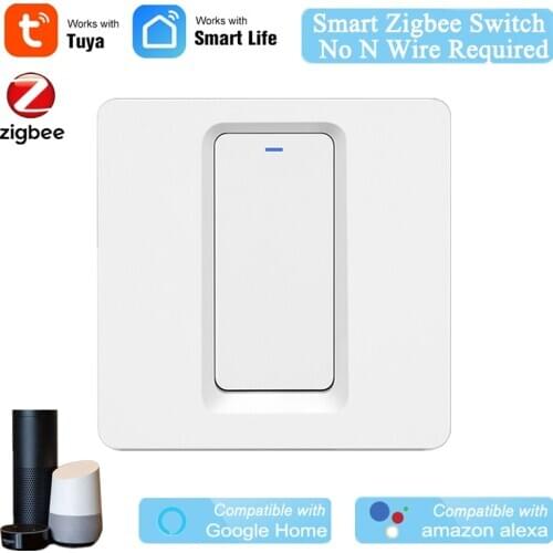 Tuya Smart Zigbee EU Switch WiFi Wall Light Switch 1/2/3 Gang APP Wireless Control No Neutral Wire Required Push Button Switch
