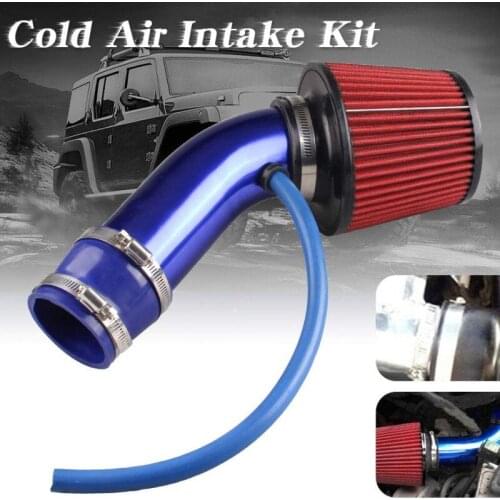 Universal Racing Cold Air Intake Turbo Pipe Car Air Filter 76mm Aluminium PU High Induction Flow Round Tapered Cone Hose Kit