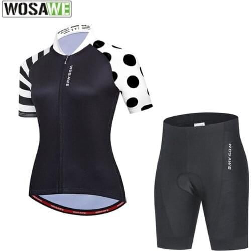 WOSAWE Summer Women Cycling Jersey Set Short Sleeve 2021 Pro Team Road Bike Jersey Bicycle Shorts with Gel Pad Cycling Clothing