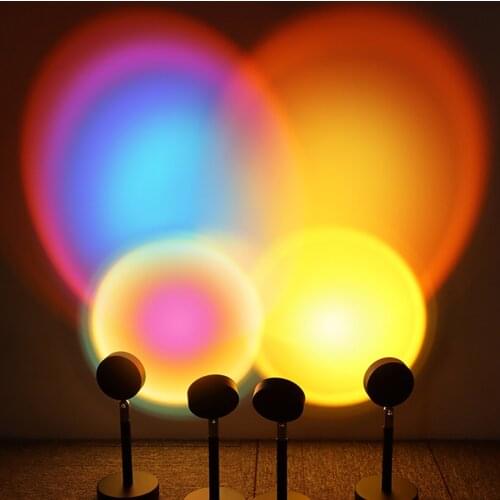 Sunset Projector Lamp Rainbow Atmosphere LED USB Night Light for Home Bedroom Background Wall Decoration Small Stage lights