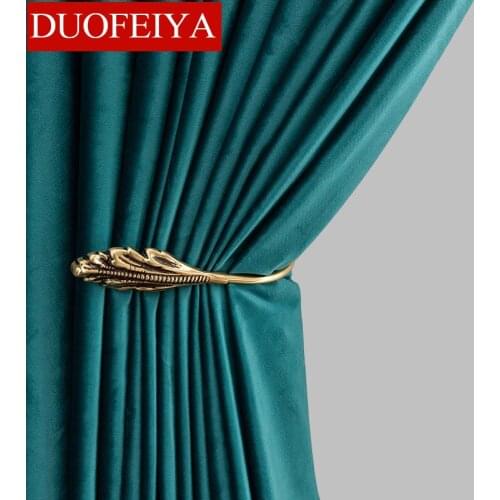 Blackout Curtains for Living Room Design Dark Green Glossy Italian Curtain Flannelette Stage Bed Apartment Sofa Flannel Curtain