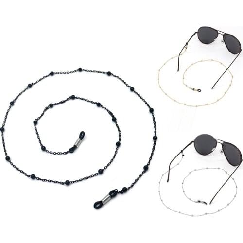 Women Beaded Glasses Chain Reading Eyeglass Lanyard Eyewear Retainer Gold Black Silver Color Adjustable Sunglasses Hold Straps