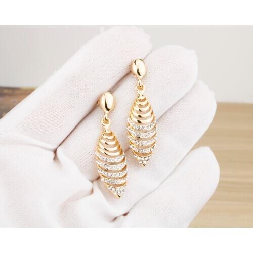Gold Color Zirconia Water Drop Earrings for Women High quality Zinc Alloy Trendy wife Gifts Fashion jewelry for Ladies Hot 2021