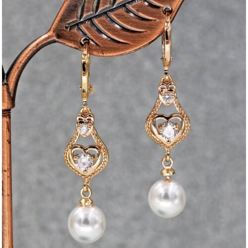 Statement Bohe Vintage Luxury Drop pearl Earrings Women 's earrings Trendy Fashion Gold Earrings Drop Zircon Dangle Earrings