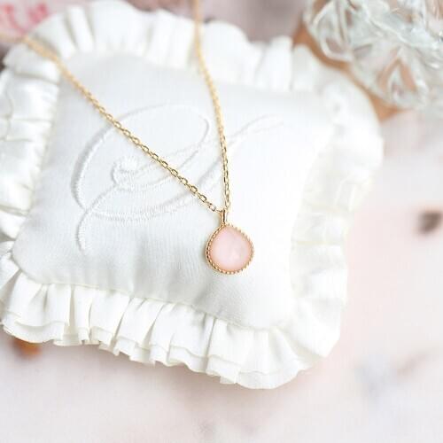 LAMOON Female Necklace 925 Sterling Silver Pendant Necklace Synthetic Coral White Crystal 14K Gold Plated Fine Jewellry LMNI092