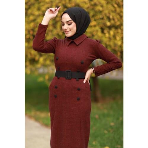 Winter Dress with Ornamental Buttons Turkey Muslim Fashion Hijab Islam Clothing Dubai Istanbul Istanbulstyles 2021