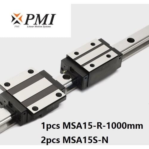 1pcs Taiwan PMI MSA15-R 1000mm linear guide rail and 2pcs MSA15S-N Block Carriages for CO2 laser machine CNC router MSA15SSSFCN