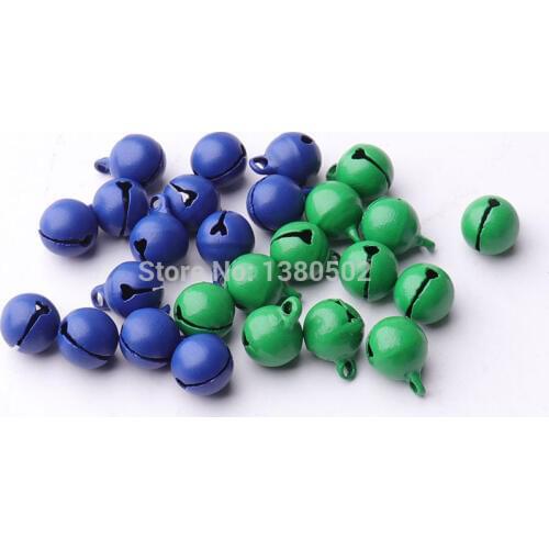 100pcs/lot blue and green color 8mm small bell Loose Beads DIY Christmas Decoration Jewelry Accessories