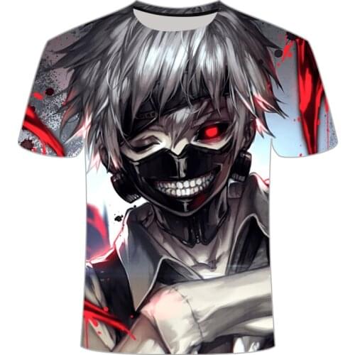 2021 Tokyo Ghoul T-Shirt Mens Anime T-shirt Casual Ken Kaneki 3D Printing Shirt Japanese Anime Costume Cosplay Men Clothing