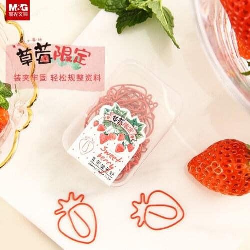 25pcs Strawberry Season Limited Cute Metal Paperclip Bookmark Student Stationery Special-shaped Binding Pin