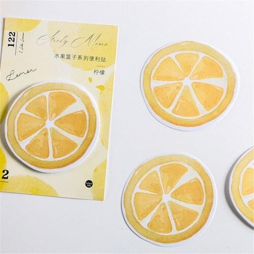 30Pcs Fashion Fruit Sticky Note Stationery Sticky Notes Scrapbooking Sticker Cute Paper Bookmark Office Supplies Lemon Stickers